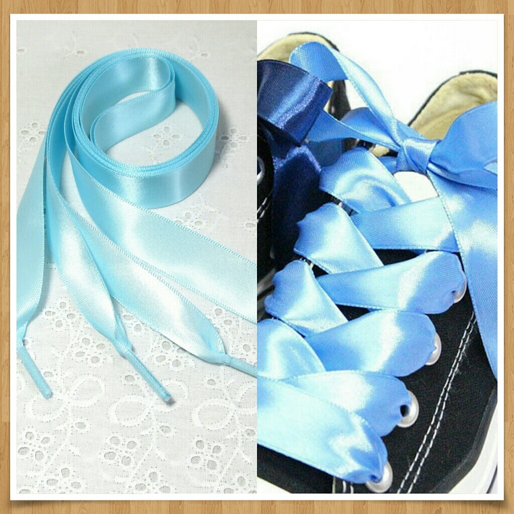 Satin Shoelaces Light Blue 46" Long